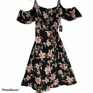 Floral midi wrap dress